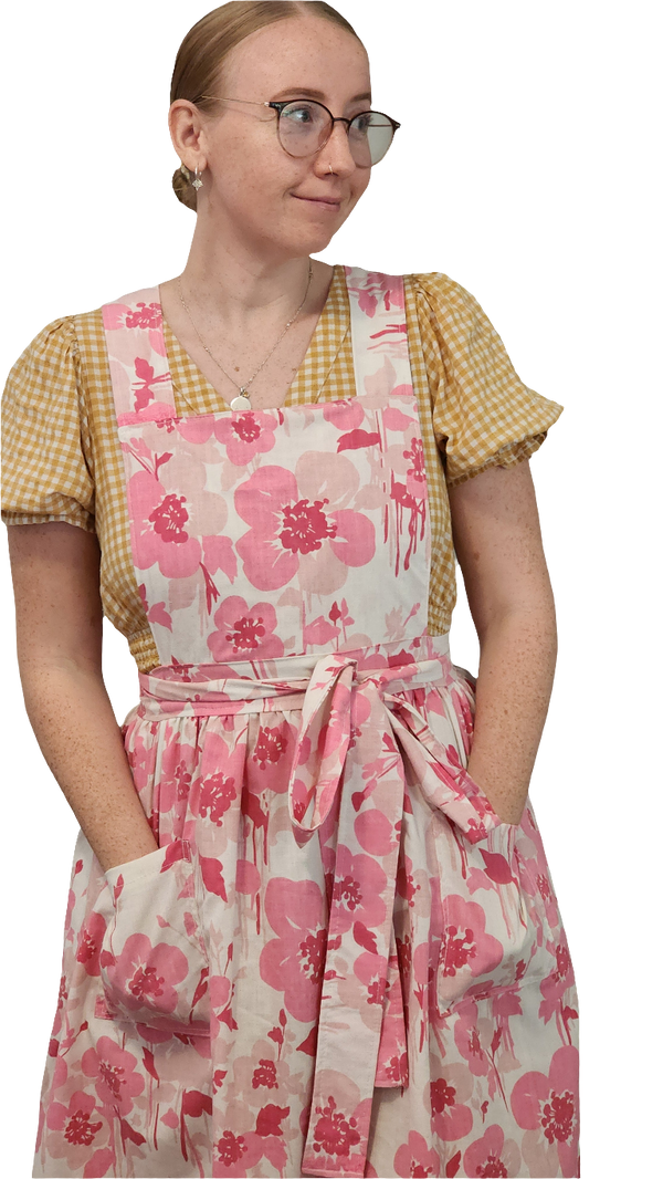 Full Apron: Pink Flowers