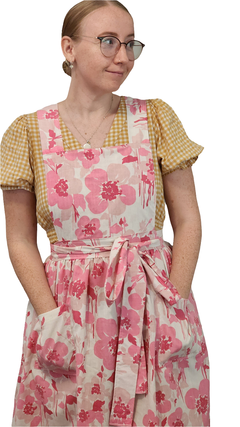 Full Apron: Pink Flowers