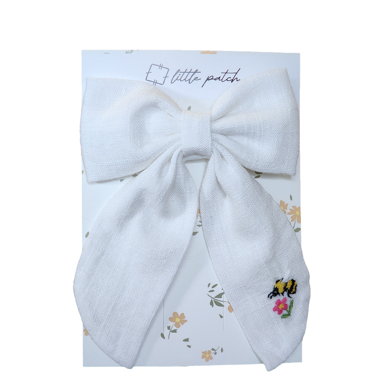 Embroidered Hair Bow- Bee