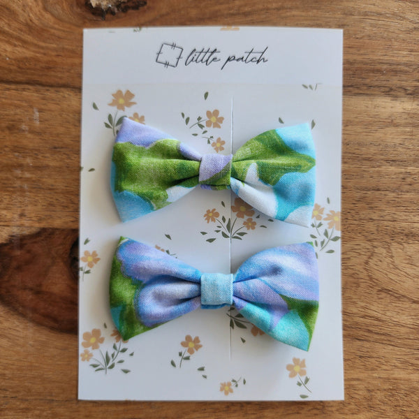 2 Mini Hair Bows- Bluebell