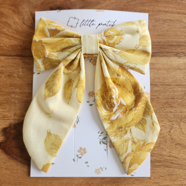 Hair Bow- Yellow Rose