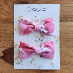 2 Mini Hair Bows- Pinkie