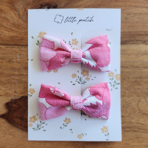 2 Mini Hair Bows- Pinkie