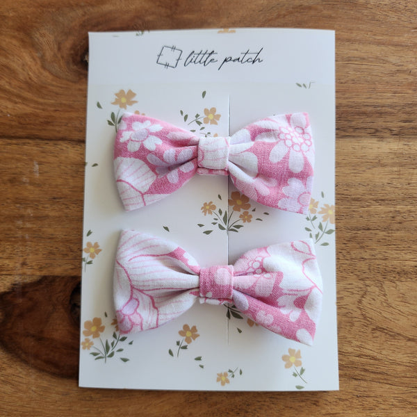 2 Mini Hair Bows- Rosie