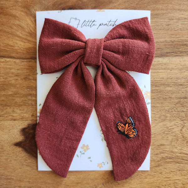 Embroidered Hair Bow- Butterfly
