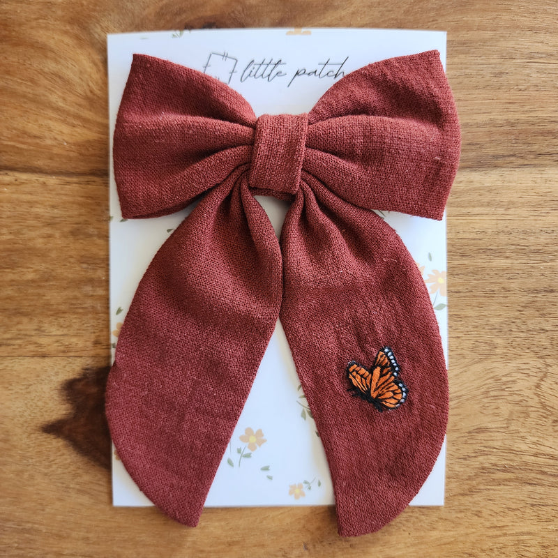 Embroidered Hair Bow- Butterfly