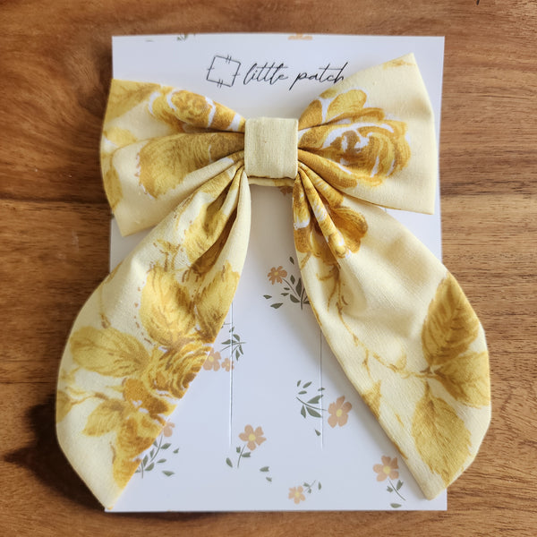 Hair Bow- Yellow Rose