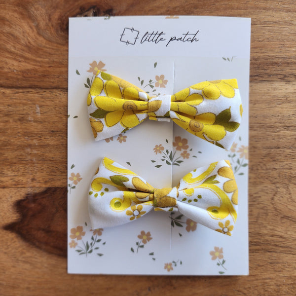 2 Mini Hair Bows- Sunshine