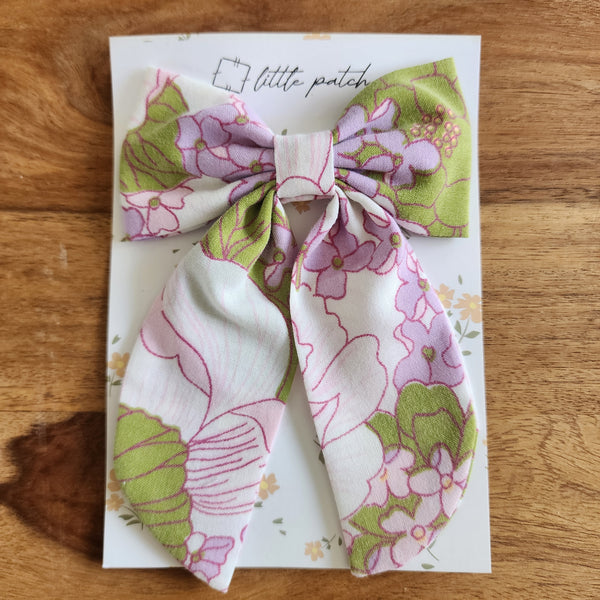 Hair Bow- Purple Garden