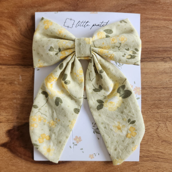 Hair Bow- Lemon Sage