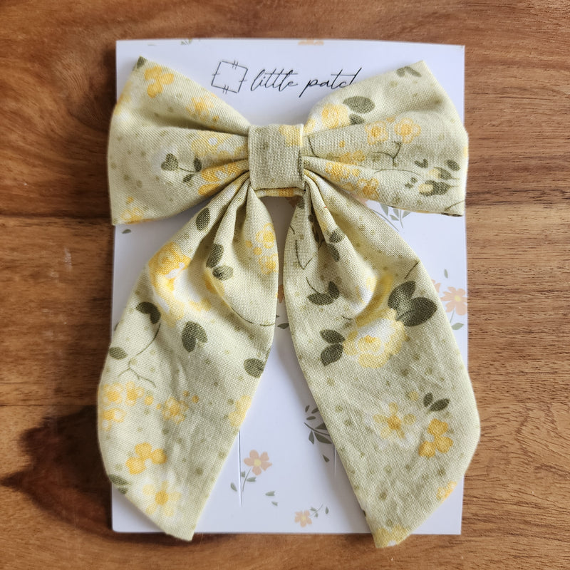 Hair Bow- Lemon Sage