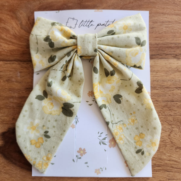 Hair Bow- Lemon Sage
