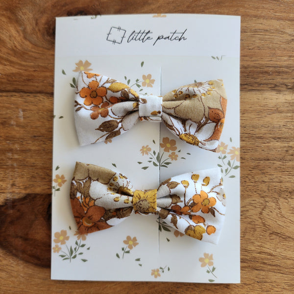 2 Mini Hair Bows- Autumn Bloom