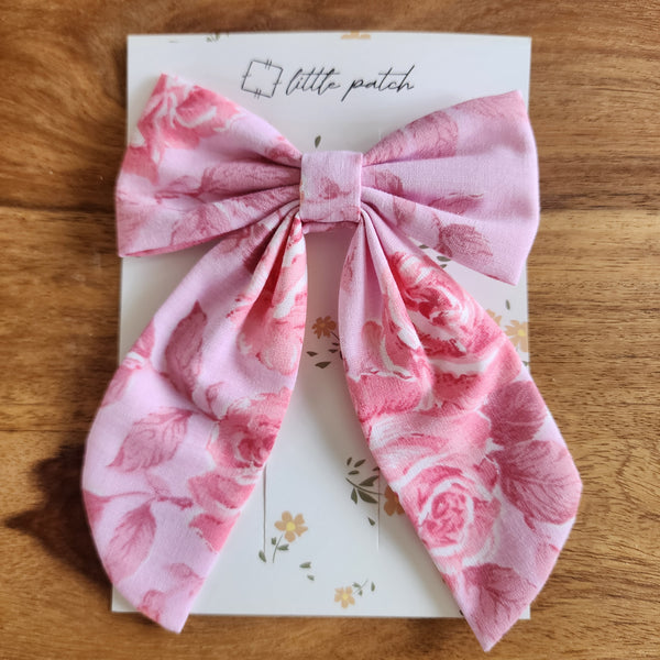 Hair Bow- Pink Rose