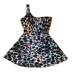 Oil Slick One Shoulder Skater Dress