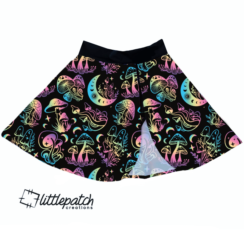 Midnight Mushrooms Split Skirt & Inbuilt Bummers