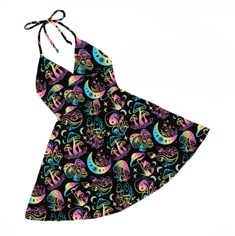 Midnight Mushrooms Halterneck Dress