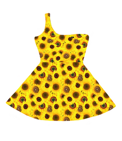 Sunflower One Shoulder Skater Dress