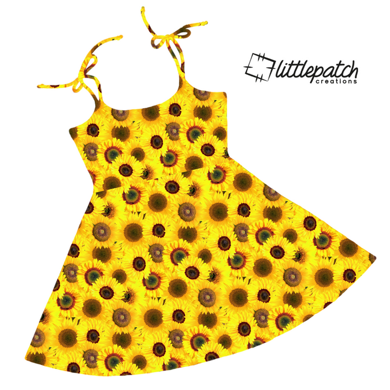 Sunflowers Tie Up Skater Dress