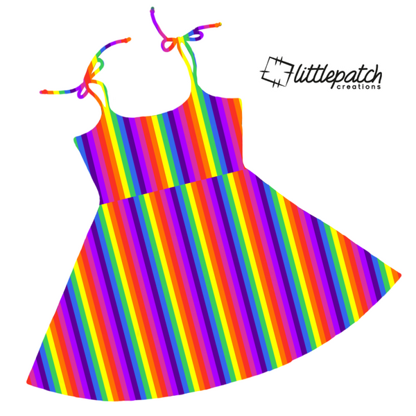 Rainbow Tie Up Skater Dress