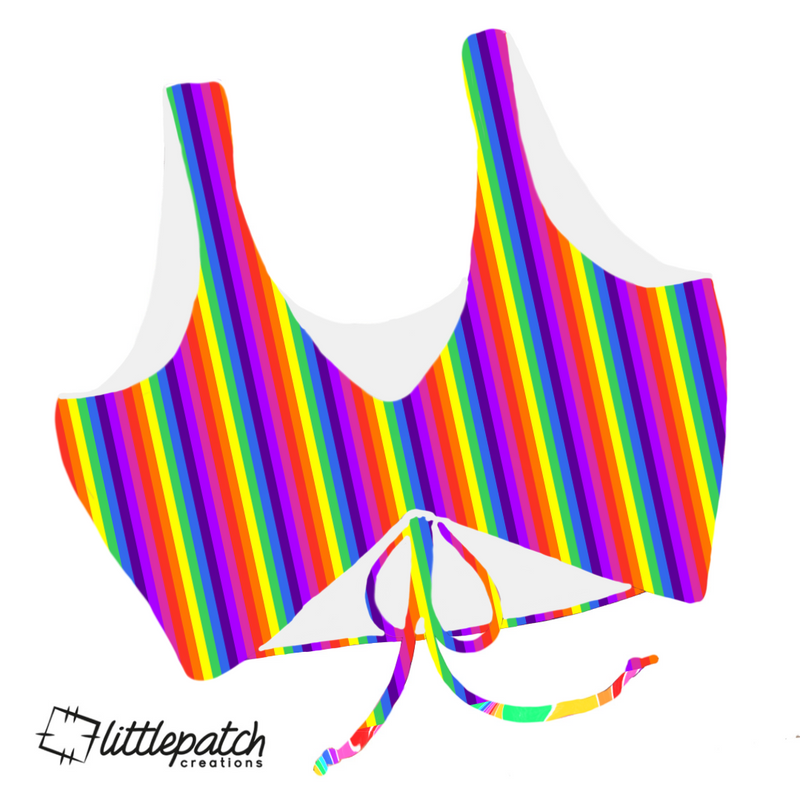 Rainbow Drawstring Plunge Top