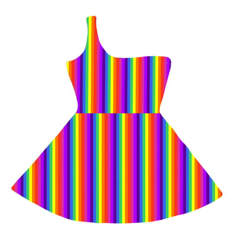 Rainbow One Shoulder Skater Dress